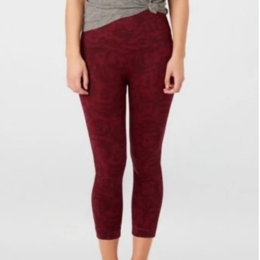 NWT Spanx Seamless Look at Me Cropped Rose Print Leggings Tummy Control Size L